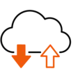 Straightforward communication Icon: Cloud with arrows symbolizes cloud communication