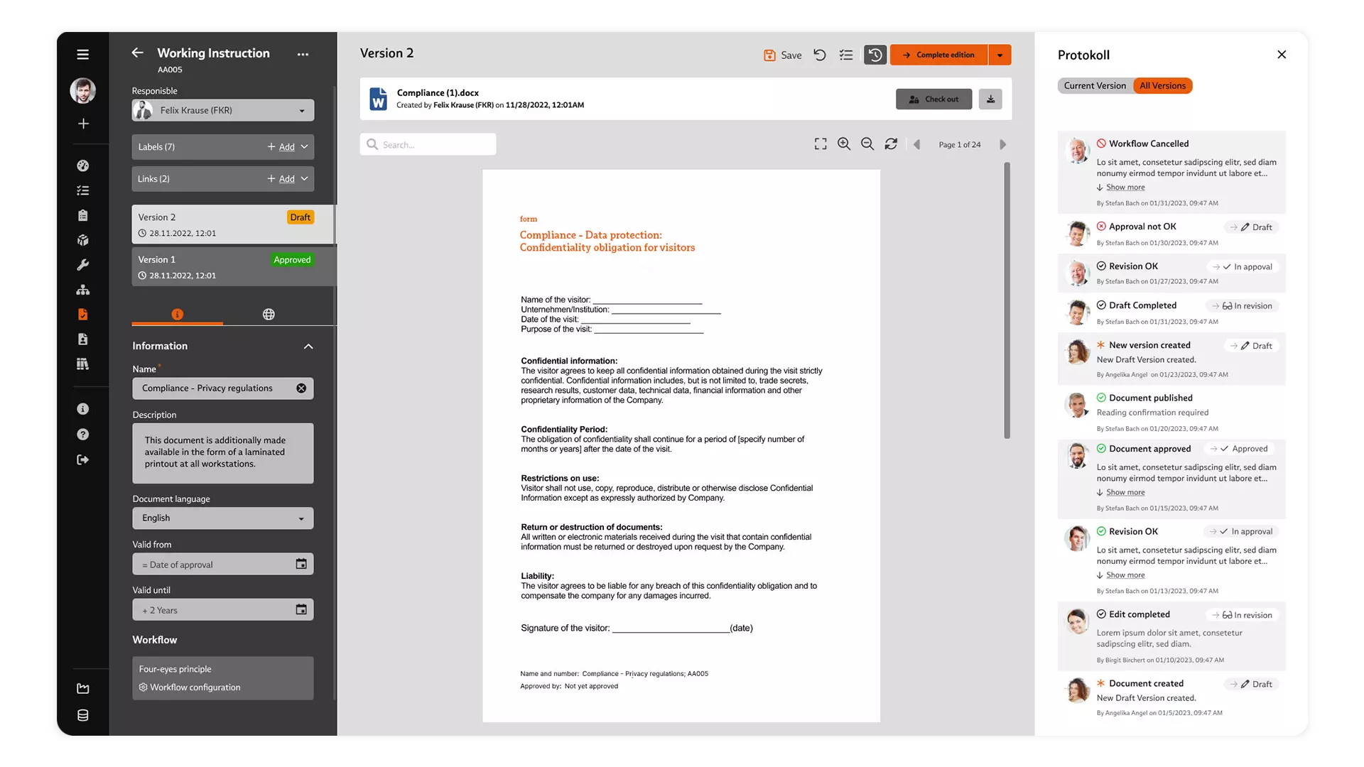Document Control in BabtecQ Go Screenshot: Document Control in BabtecQ Go