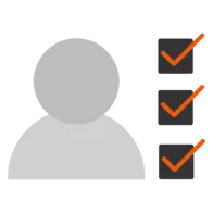 Determine Requirements Symbol of a person with check boxes