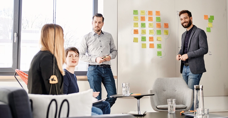 Babtec employees at the SCRUM meeting