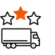 Evaluation and classification Icon: Delivery truck and star rating