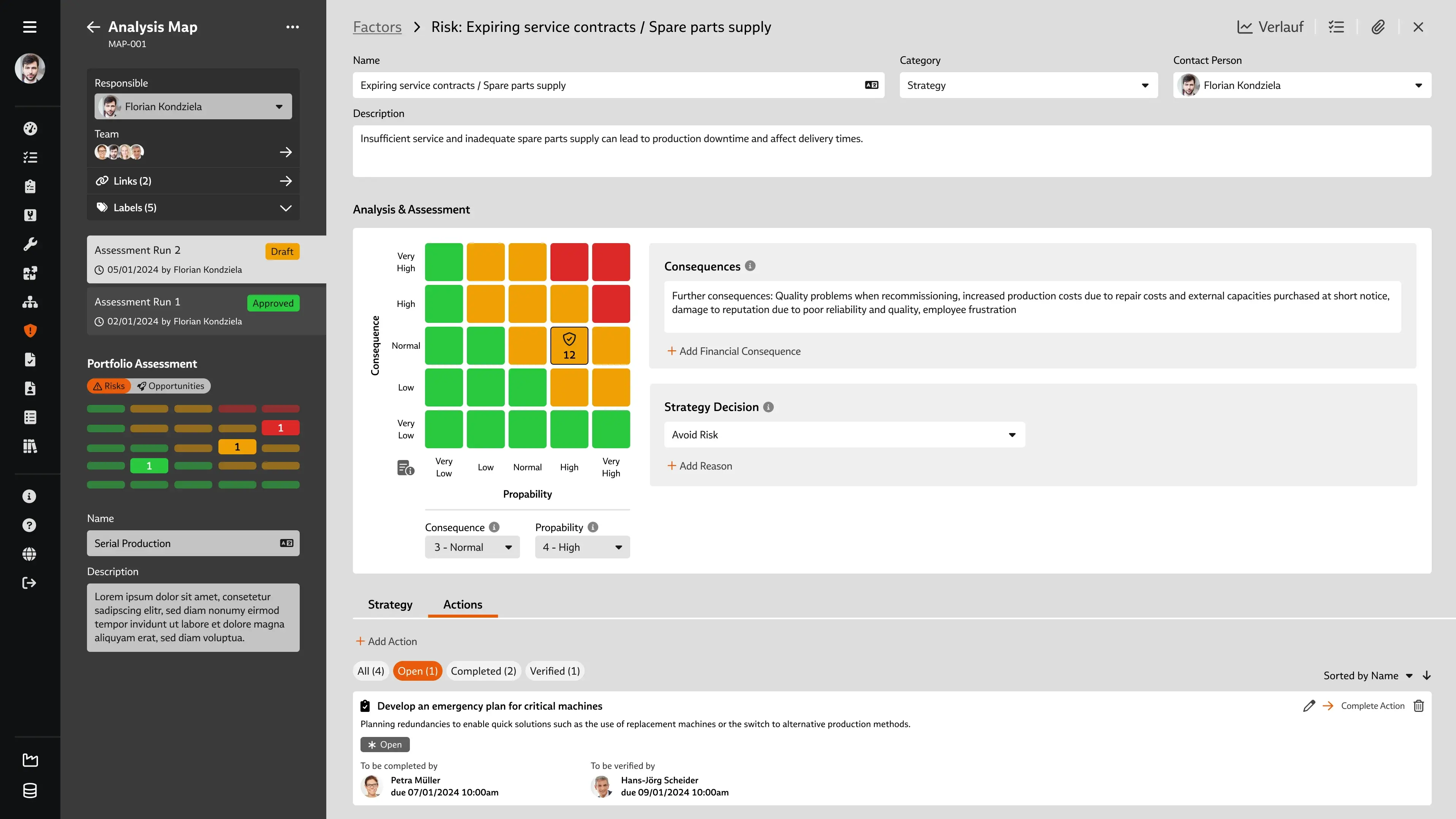 The new "Risk Management" module of the Babtec software