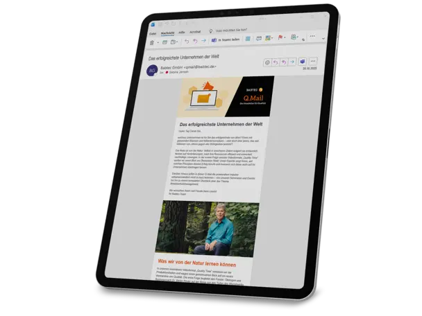 Q.Mail – the newsletter from Babtec Newsletter (Q.Mail) on the tablet